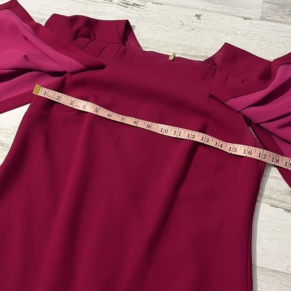 Trina Turk Fuchsia Cape-Sleeve Shift Mini Dress - Picture 7 of 10